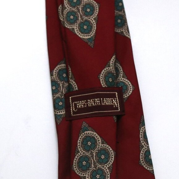 Chaps Ralph Lauren Geometric Multicolor Red Men's Narrow Suit Tie - Picture 4 of 4